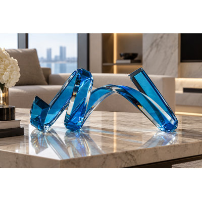 Wave Blue Acrylic Sculpture