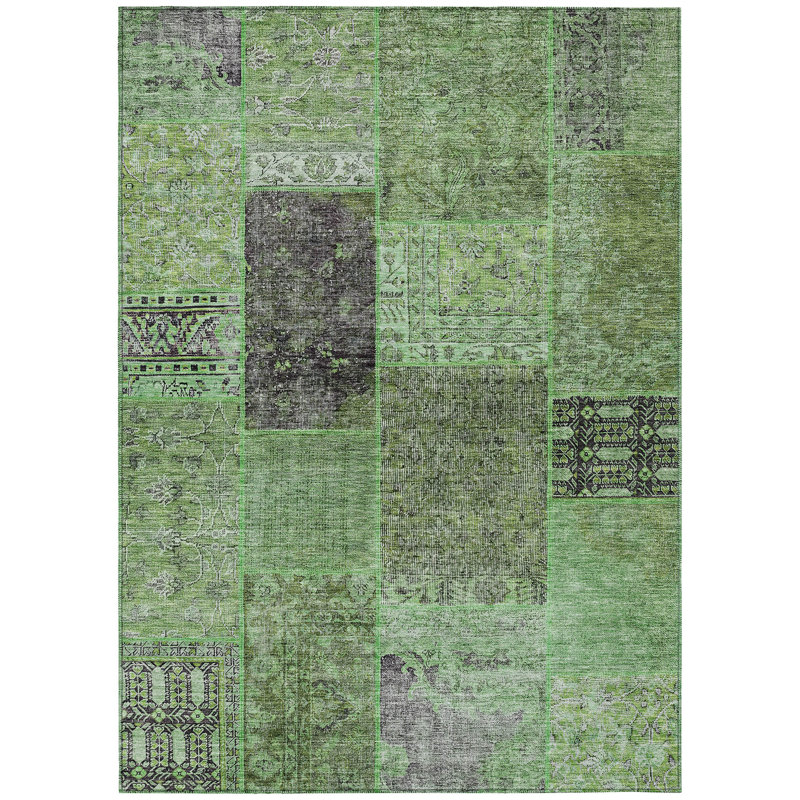 Maliq Washable Patchwork Indoor / Outdoor Rug, Rectangle 9' x 12'