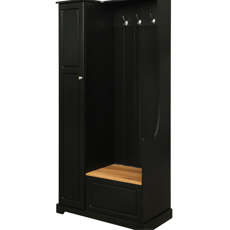 Fashion - Arbre d'entrée noir avec banc haut rabattable et trois tablettes pour la maison