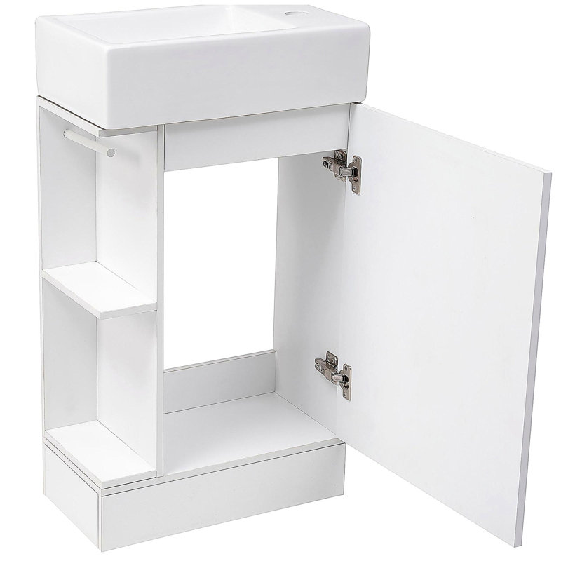 Lavabo de salle de bain de 18,6 pouces avec lavabo, lavabo de salle de bain avec tablettes doubles, direction à gauche ou à droite