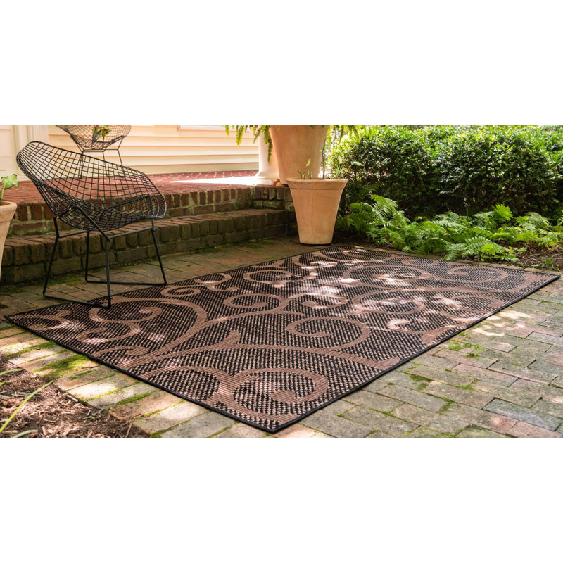 Tapis d'intérieur / extérieur brun chocolat Stedman, Rectangle 5 pi 1 po x 8 pi