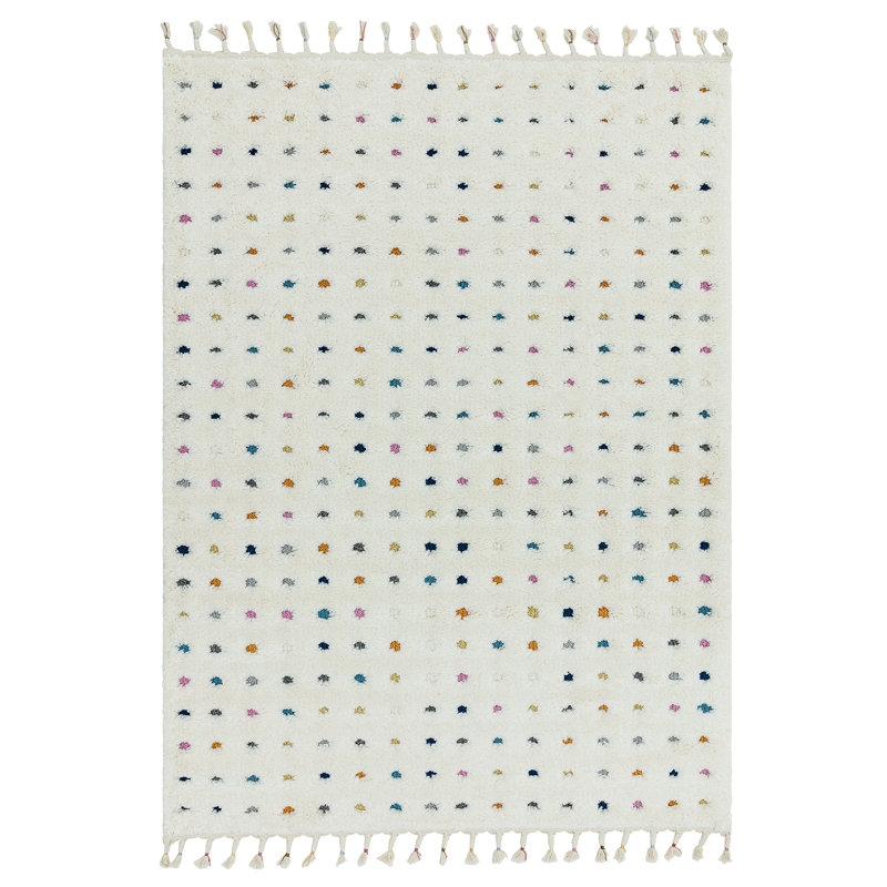 Aairah Shaggy Moroccan Ivory Rug, Rectangle 80 x 150cm