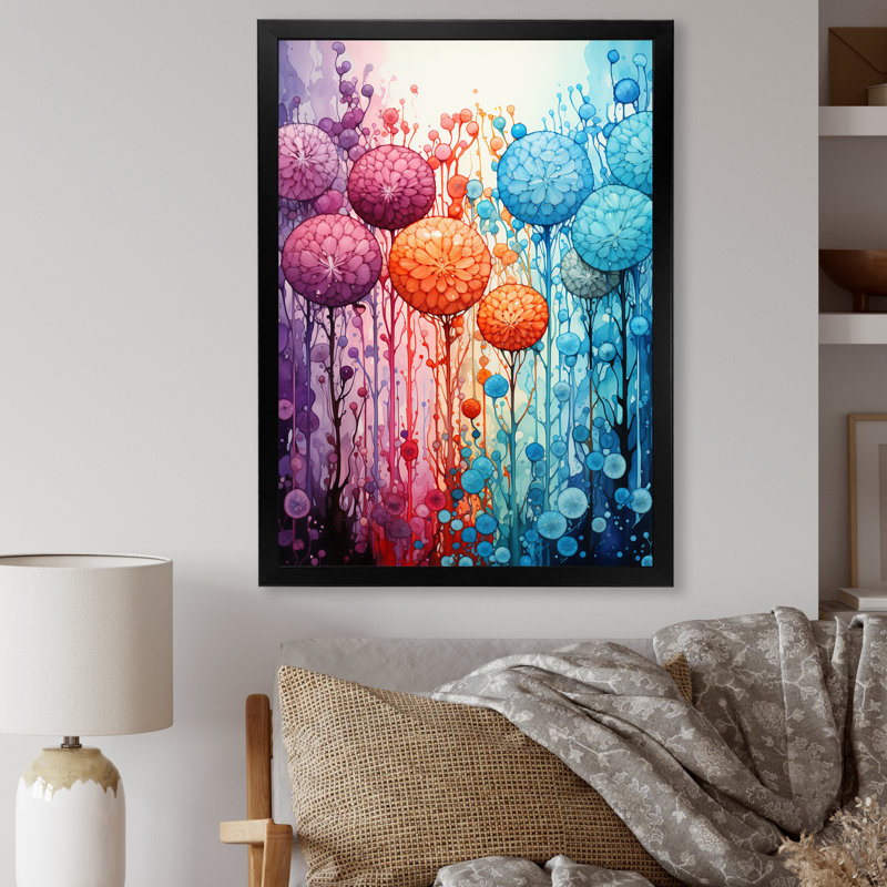 Feux d'artifice colorés 1 - Botanicals Wall Art, Cadre photo noir, H 44 po x l 34 po x P 1,5 po