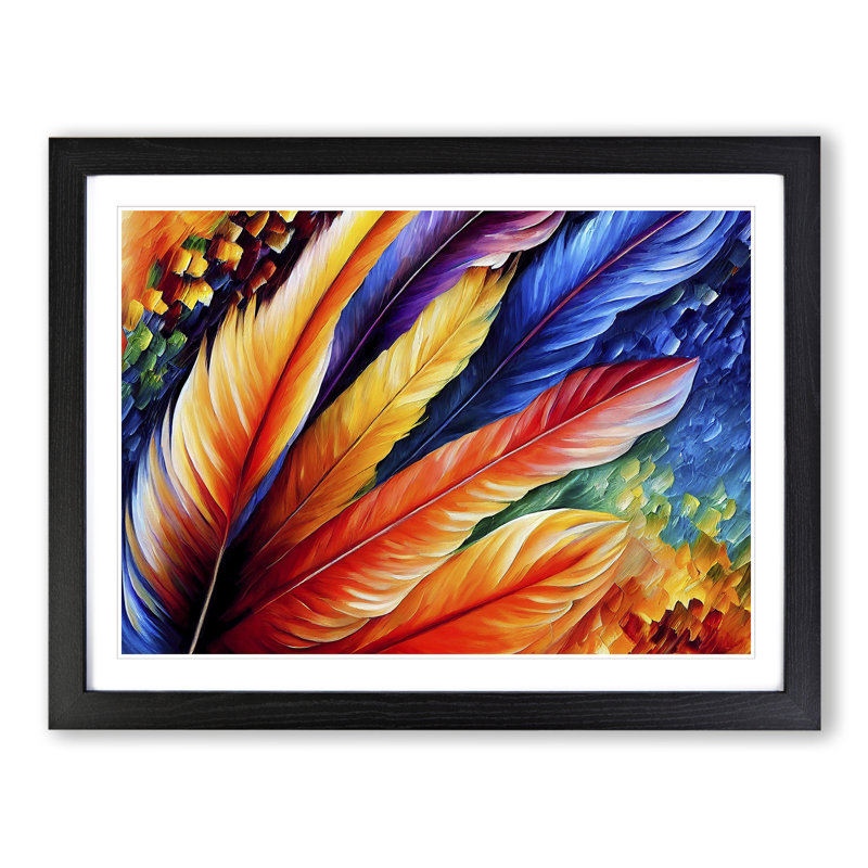 Bird Feather - Single Picture Frame Painting, Black Framed, 46cm H x 64cm W x 2cm D
