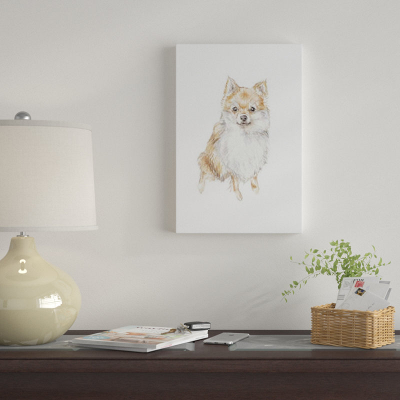 «Pomeranian», reproduction sur toile, H 40 po x l 26 po x P 1,5 po, Pas de tapis, Toile tendue
