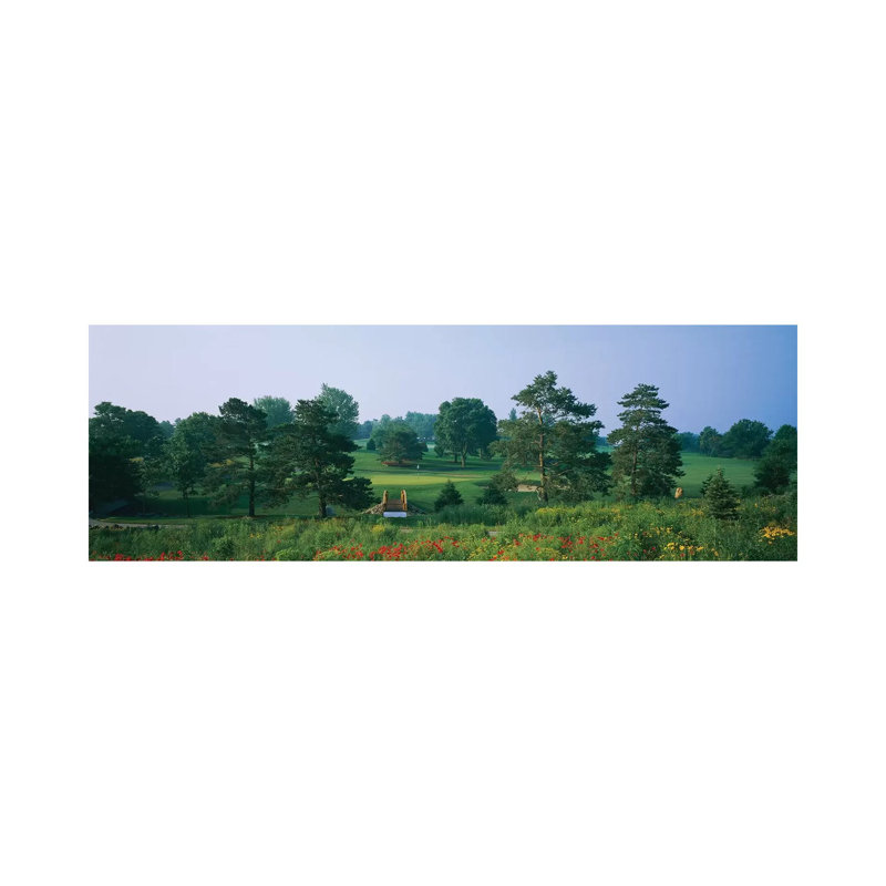 Trees On A Golf Course, Des Moines Golf And Country Club, Des Moines, Iowa, USA by Panoramic Images - Wrapped Canvas Panoramic Print