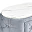 Table de chevet ovale de style moderne gris, surface en faux marbre, tissu recouvert de capitonnage, deux tiroirs de rangement pour le revêtement de la chambre à coucher-172558939