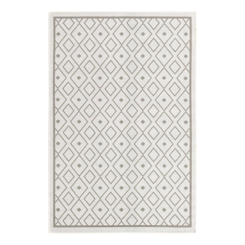 Tapis géométrique ivoire intérieur / extérieur, Rectangle 4 pi x 6 pi