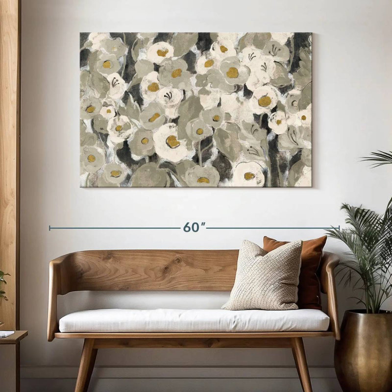 Harnek fleurs veloutées neutres, H 32 po x l 48 po