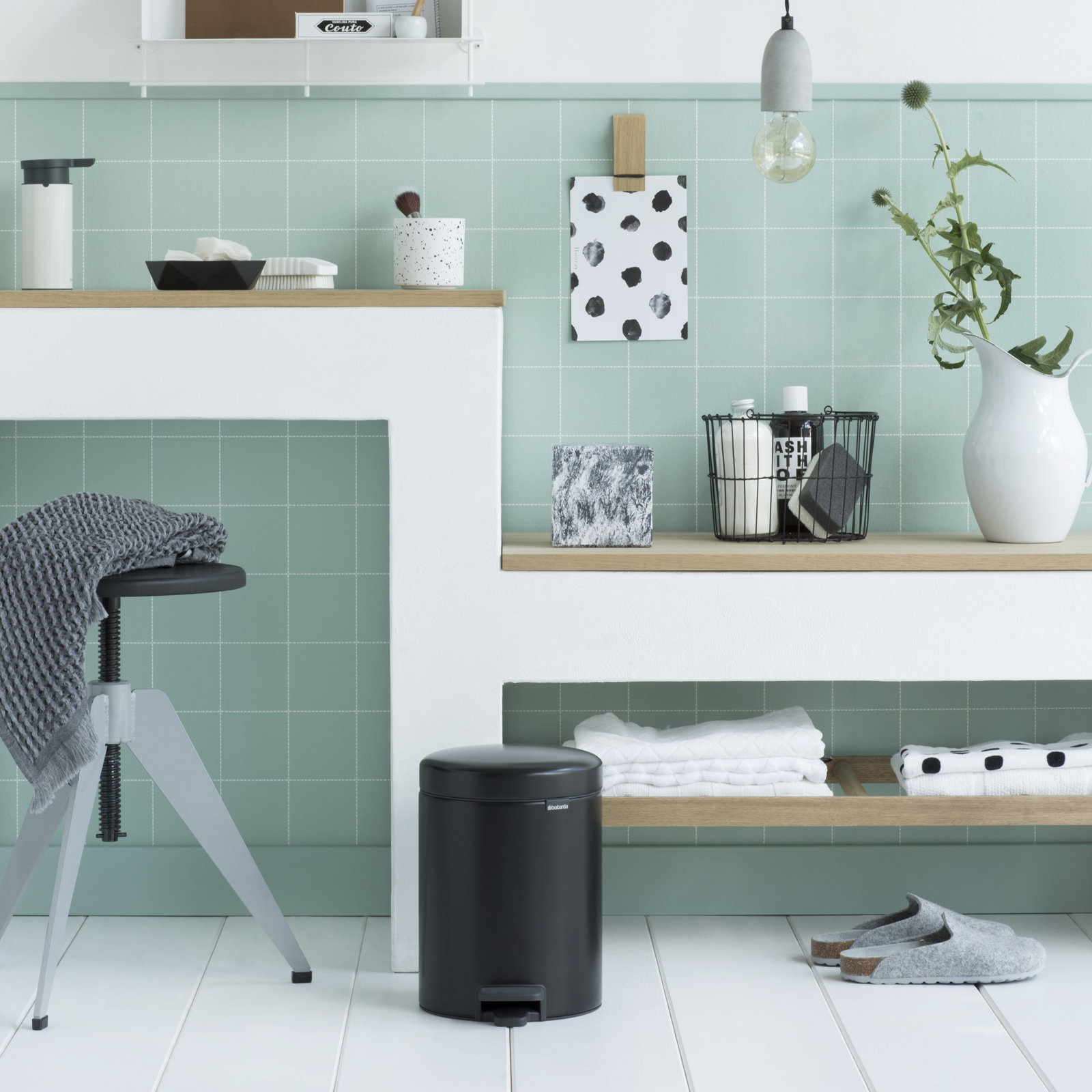 Brabantia Newicon 1.3gal Step-On Can, Matte Black