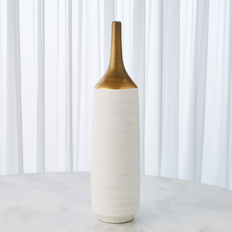 Vase deux tons, Or, H 24,5 po x l 6 po x P 6 po