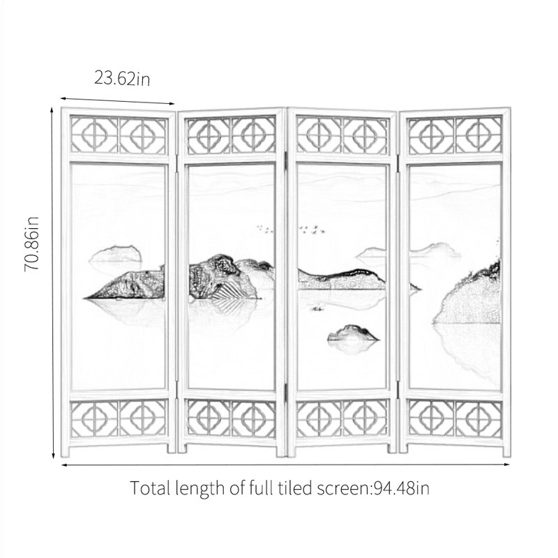 Wooden Screen with Mountains