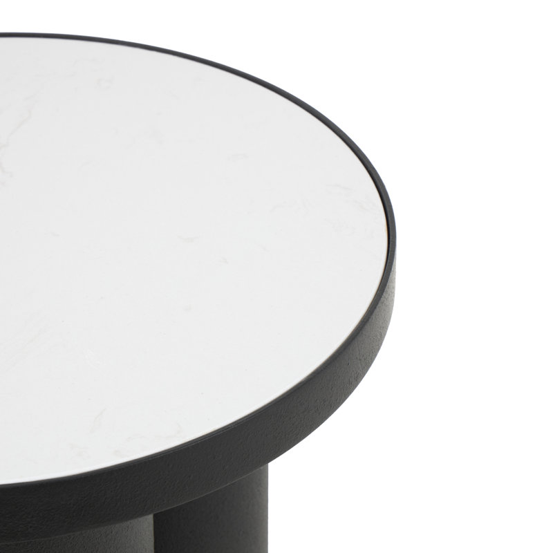 Cole And Grey Side End Accent Table With White Marble Tabletop