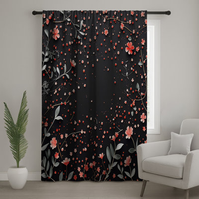 Rideaux floraux, voilages et voilages à motif floral - 1 panneau