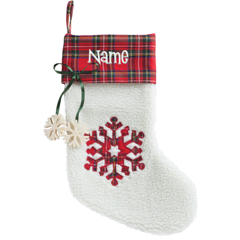 Bas de Noël flocon de neige en sherpa personnalisé, Oui