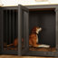 Caisse de coin pour chien avec cloison