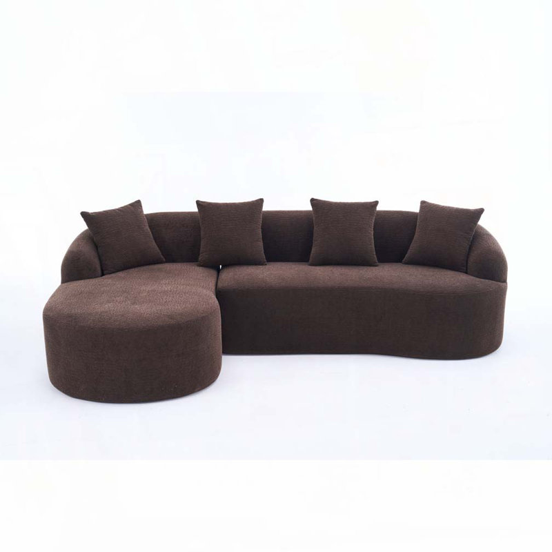 Canapé modulaire en L Chenille, Brun