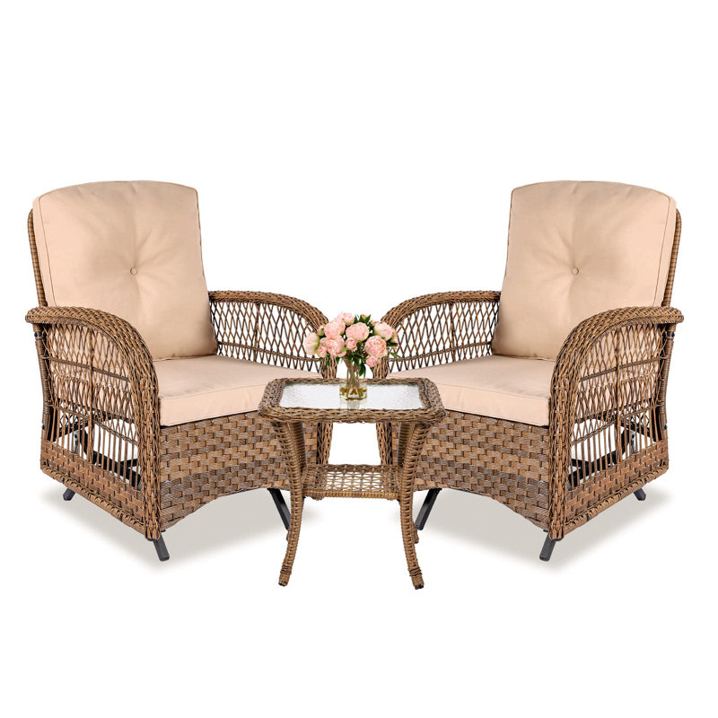 Vosburgh 2 - Person Patio Conversation Set with Cushions, Blush, Brown