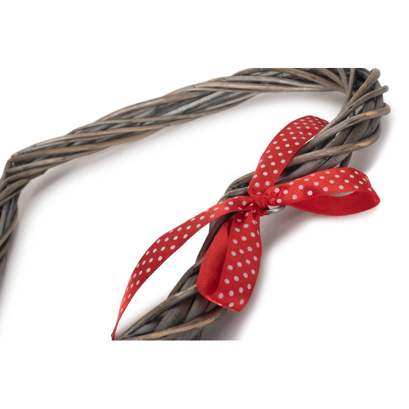 Frome Wicker Heart Wreath with Ribbon