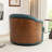 Wooden Vegan Leather Upholstered  Armchair  Swivel Barrel Chair-113403015