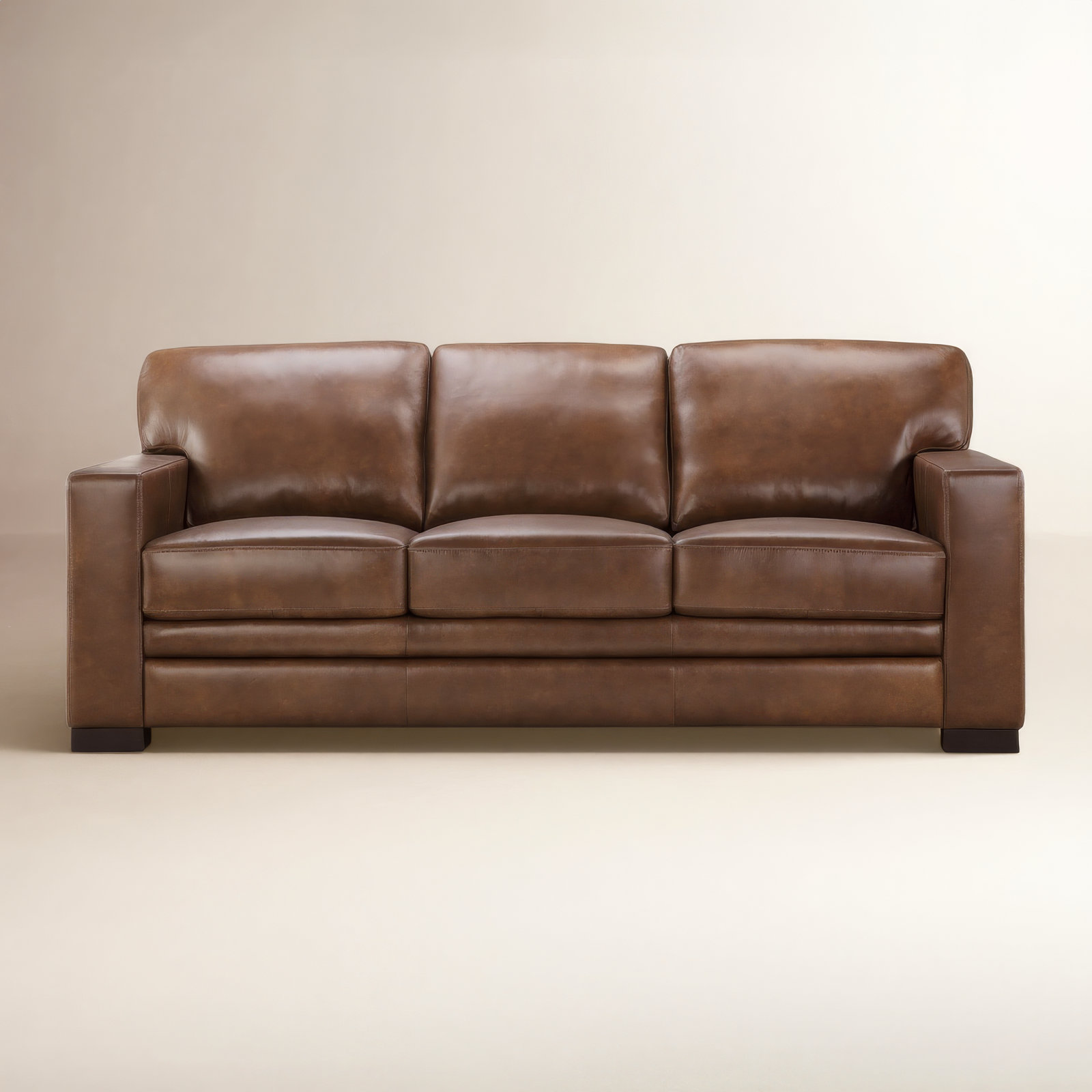 83'' Upholstered Sofa, Brown Top Grain Leather