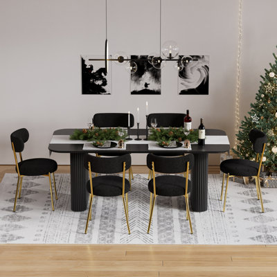 Rectangle Double Pedestal Dining Set with Cream Style Dining Table