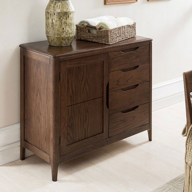 Modern Nut-Brown Solid Wood Sideboard