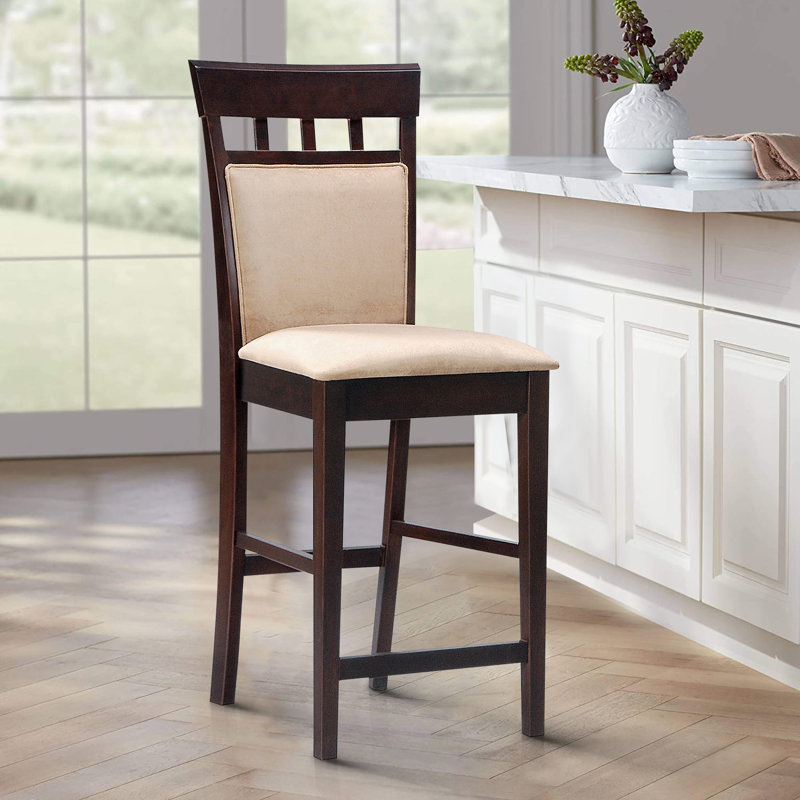 Aamina Upholstered Counter Stool with Solid Wood Frame