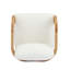 Ensemble de 2 chaises de salle à manger avec dossier coussiné, tissu blanc bouclé, structure en bois massif de couleur naturelle-133621969-133621980