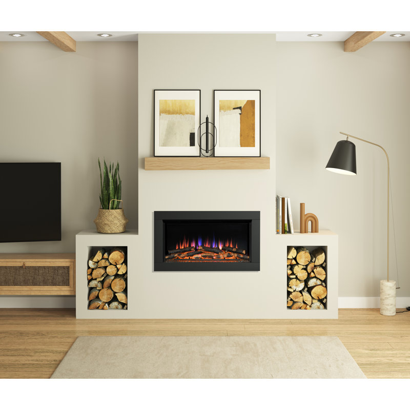 Avella Wall-Mounted Inset Electric Fireplace, Matt Black