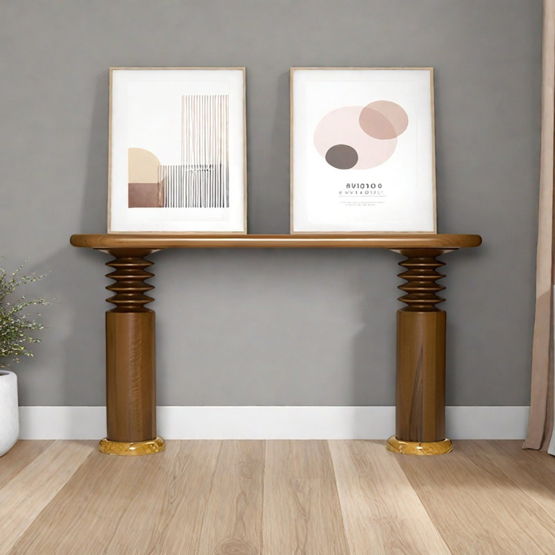 Modern Minimalist Console Table, 31.5" H x 39.37" W x 13.78" D, Brown