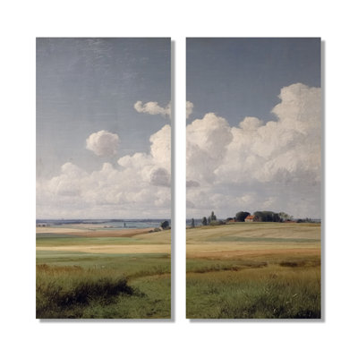 «Summer Day In The English Countryside», impression sur toile encadrée campagne verte, 2 pièces