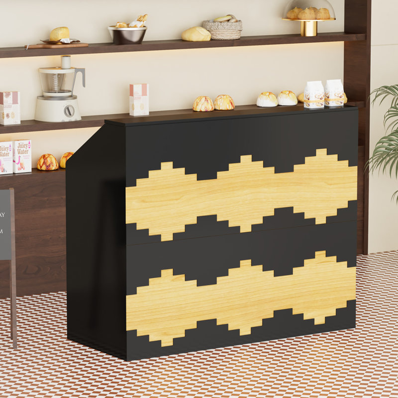 Bureau de réception rectangulaire moderne en bois, comptoir de 63 pouces