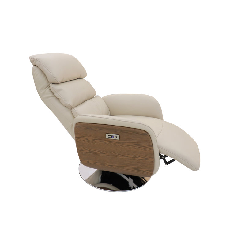 Deshaun Leather Swivel Power Recliner, Sand Genuine Leather