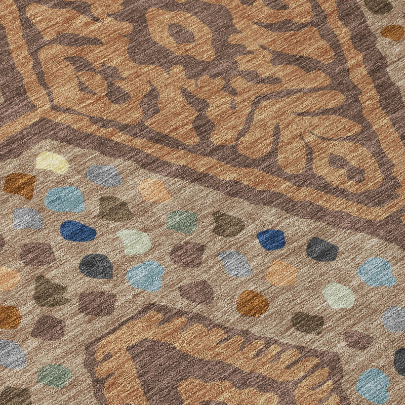 Machine Washable Indoor/Outdoor Chantille  Tribal Rug, Copper, 2'3" x 7'6" Runner