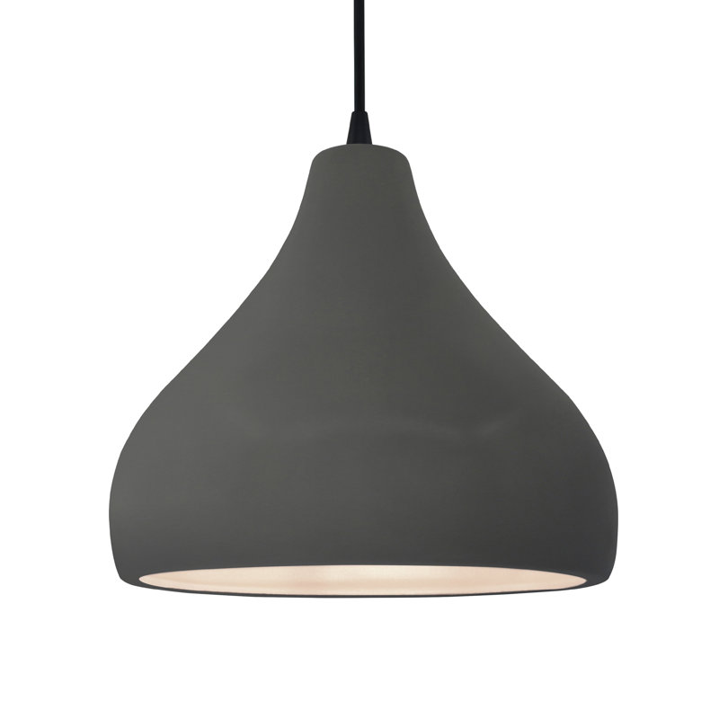 Luminaire suspendu à 1 lumière Meydan, H 9,5 po x l 13,5 po x P 13,5 po, Gris brillant / noir mat, Noir mat