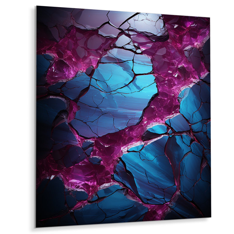 Bleu et mauve sans soudure Marble River III - décoration murale abstraite en métal, H 20 po x l 12 po x P 1 po