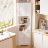 Morden Tall Corner Cabinet For Mulitiple Scenarios With Elegant Handle And Shelves