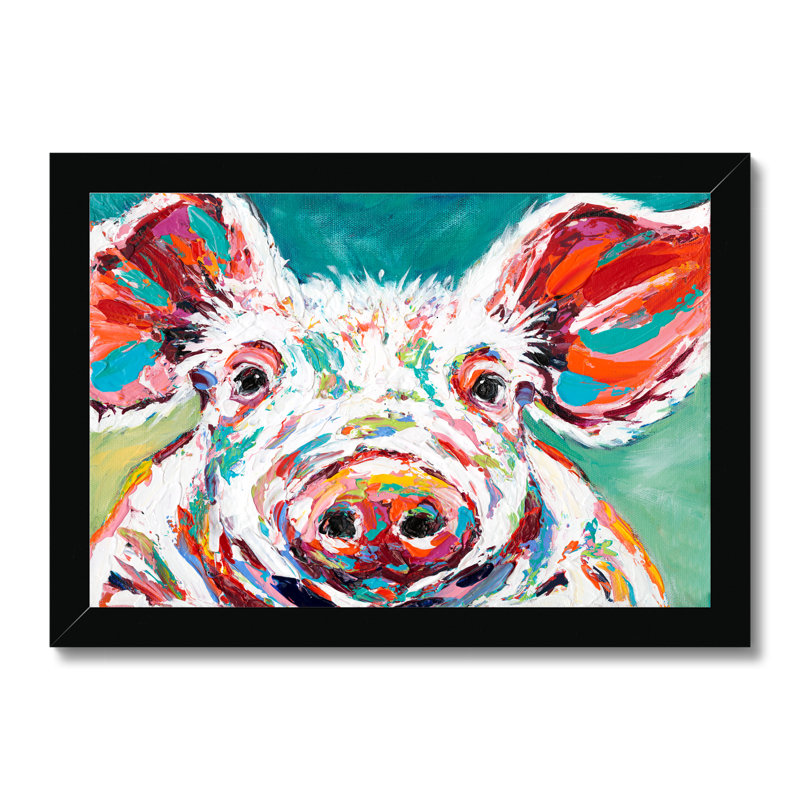 Piggy II by Carolee Vitaletti - Painting, 55cm H x 80cm W, Black Single Picture Framed Paper