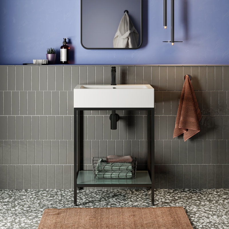 Ensemble de meuble-lavabo autoportant Pierre 24, Noir mat