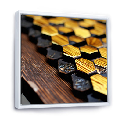 " Retro Wood Gold Hexagone Pattern "