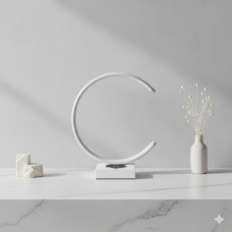 Lampe de table à DEL de 13,5 pouces au profil en C, équipée de ports de charge USB et sans fil