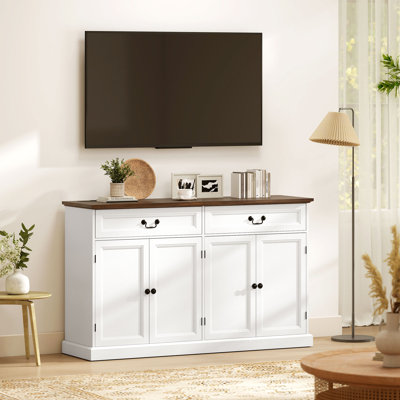 Buffet avec station de charge, buffet de ferme 55 po, blanc