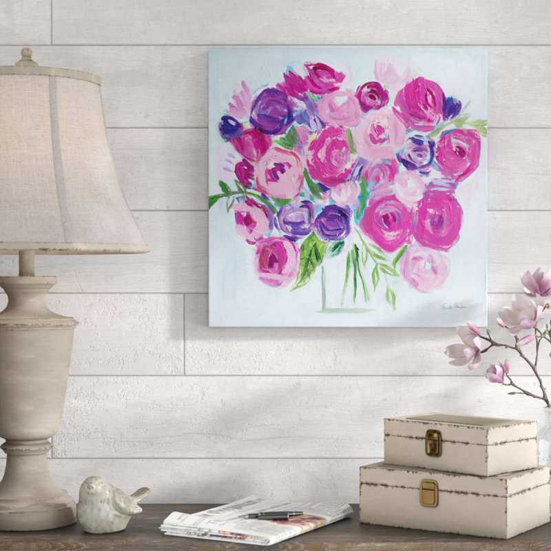 Roses Are Pink by Farida Zaman - Wrapped Canvas Painting, 51cm H x 51cm W