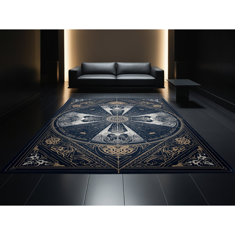 Tapis bleu doux et moelleux Tindley Valkyries Glam Starburst, 7 x 10