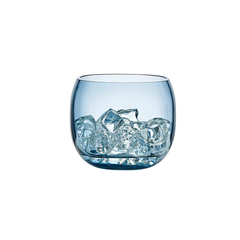 Steel Blue Round Handcrafted Lead-Free Crystal Vase