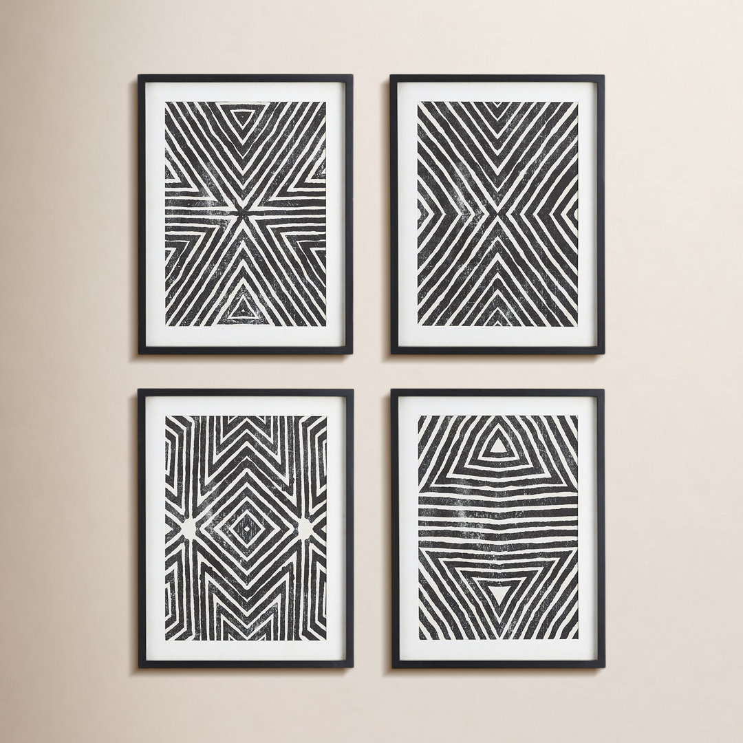 " Achromatic Geometric " 4 - Pieces Joss & Main