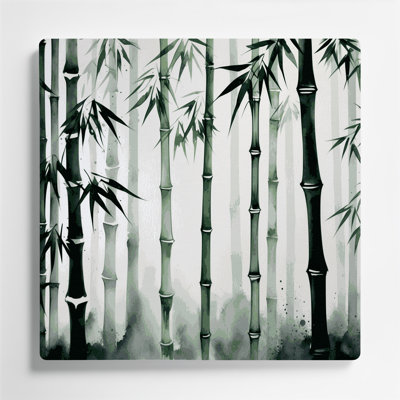 Art mural en métal botanique vert bambou