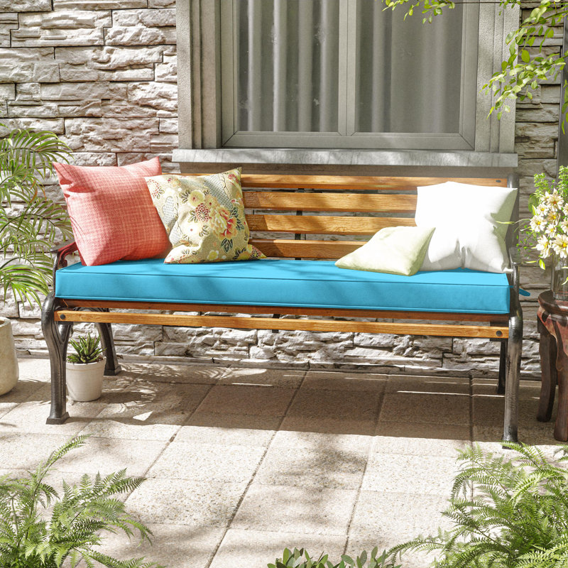 Outdoor Bench Cushion 60 X 18 X 3 Inch Indoor And Outdoor Seat Cushions, Lake Blue, 60" W x 18" D