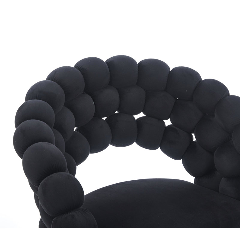 Chaise moderne noire (de 2): coussins moelleux, pieds dorés, confortable pour les espaces de café 2 pièces